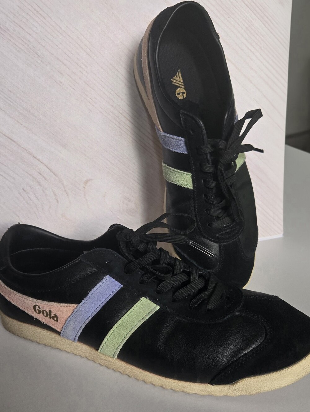 Gola Bullet Trident Sneakers w/ Black/Patina Grey/Vista Blue  Stripes SZ 10